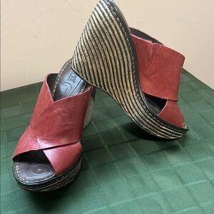 Women's Born Red Leather Sandals